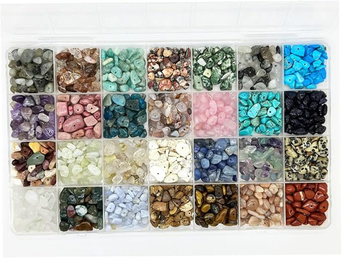 Jewelry Making Kits with 28 Colors Gemstone Chips, Crystal Bead Ring Maker Kit by Yephac-GemstonesBeads