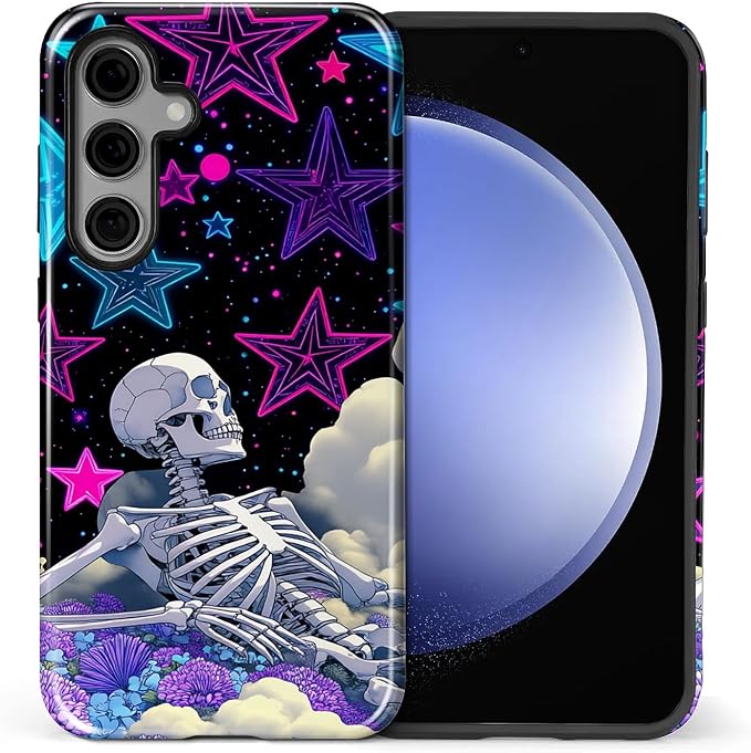 for Samsung Galaxy S24 Plus Case, Skull Star Collage Pattern Glossy 2 in 1 - Image 2