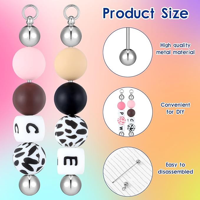 Hicarer 30 Pcs Beadable Keychain Bars Blanks Keychain Making Supplies - Image 2