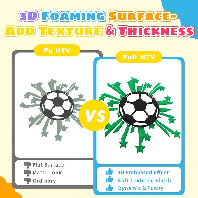 Puff Vinyl Heat Transfer-18 Pcs Puff HTV Heat Transfer Vinyl Sheets Assorted - Image 7