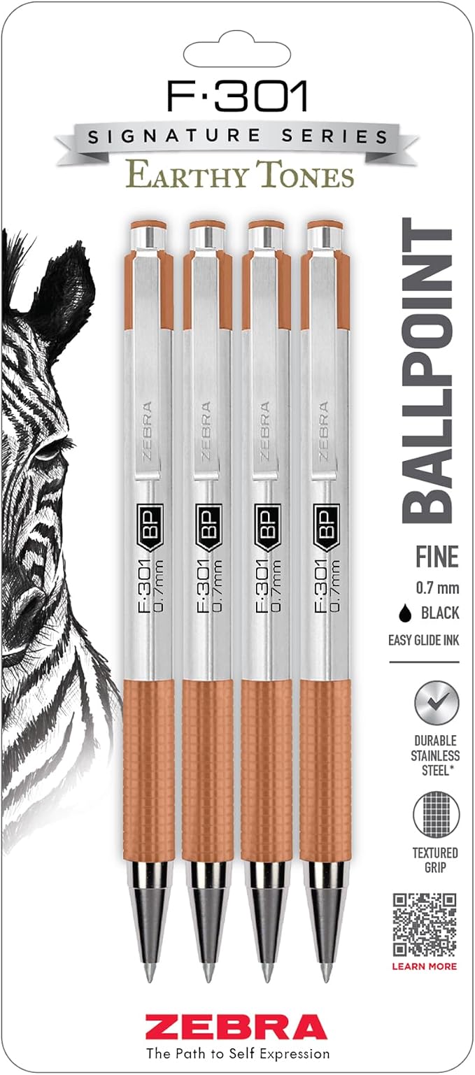 Zebra Pen F-301 Signature Series Retractable Ballpoint Pen, Stainless-Steel by ZebraPen