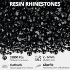 32000Pcs Black Rhinestones for Bedazzling, Flat Back Resin Gem Rhine Stone - Image 2