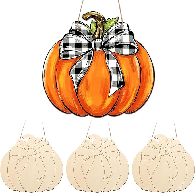 Unfinished Fall Wreaths Wood Crafts to Paint Set of 3, Unfinished Wood Cutouts by Sereliy