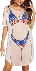 Ekouaer Women's Bikini Shirt Cover Up Short Sleeve Cute Bikini Print Cover-Up by EKOUAER