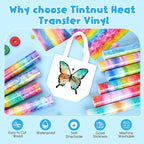Tintnut Rainbow Gradient Heat Transfer Vinyl, PU HTV Sheets, stretch washable - Image 3