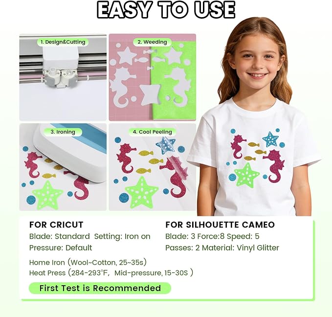 Red Glitter HTV Heat Transfer Vinyl, Glitter Iron on Vinyl Roll 10" x8ft | Red - Image 6