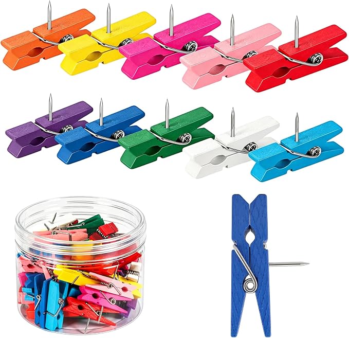 Push Pin with Wooden Clips by Unknown