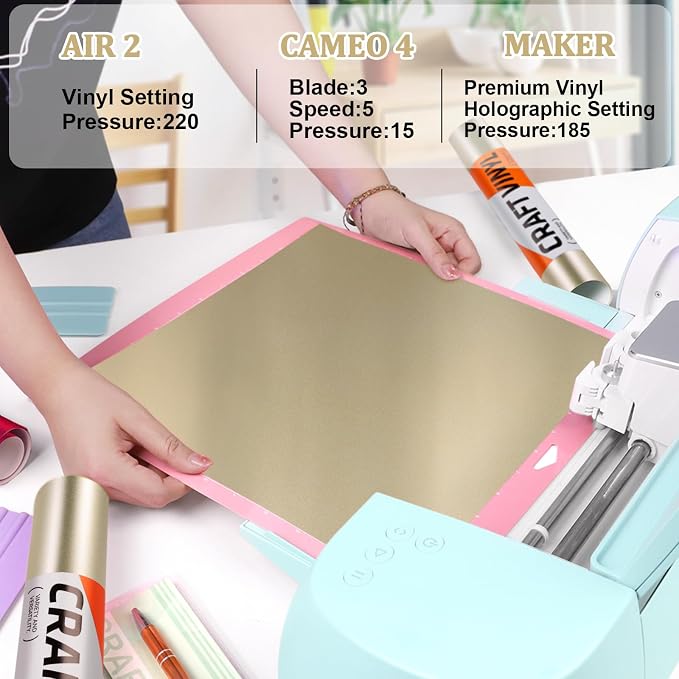 Matte Metallic Champagne Gold Permanent Vinyl Roll 12" x10ft Permanent Craft - Image 3