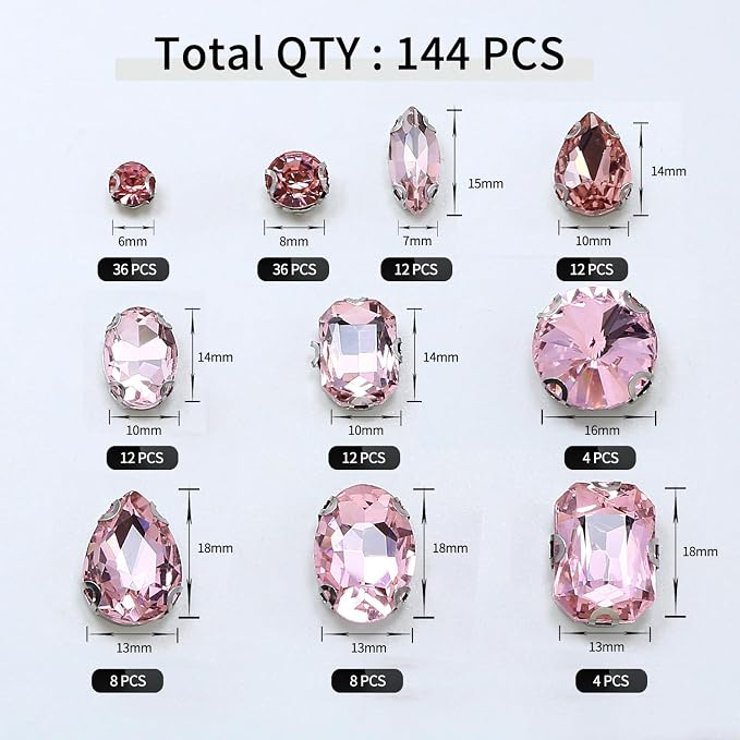 Sew on Rhinestone, Bags and Sewing Accessories，Pink - Image 3