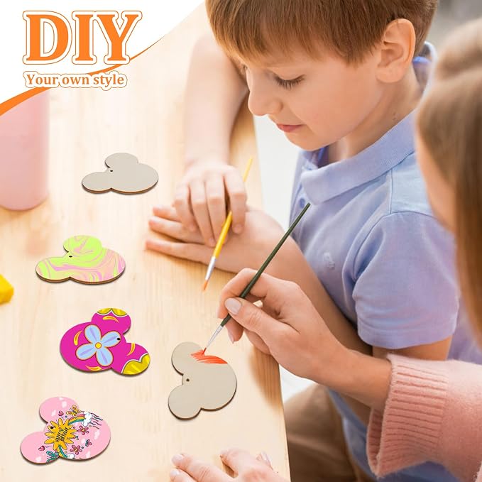 Mouse Head 30Pcs Unfinished Wooden Gift Ornaments DIY Craft Birthday - Image 4
