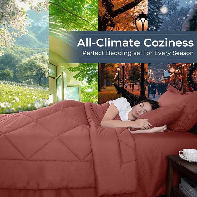 HEVUMYI Terracotta Cali-King Comforter Set - Image 3