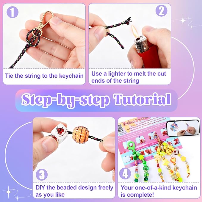 TOHONGADON 1501 Pcs DIY Bag Charm Kit, Colorful Keychain Making Kit, - Image 3
