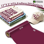 VINYL FROG Burgundy Heat Transfer Vinyl Roll 12" x5ft Matte HTV Vinyl | Maroon - Image 2