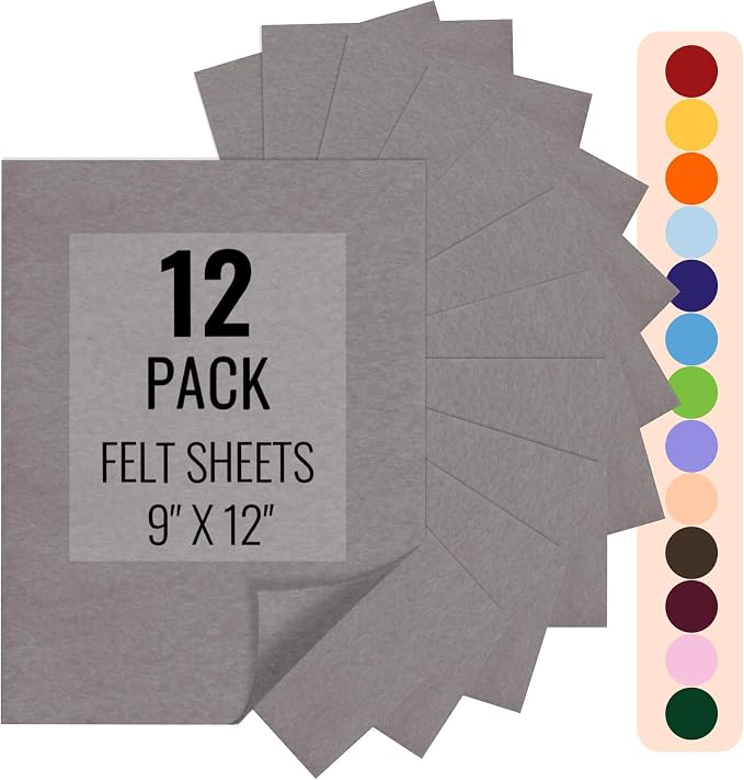 IONTACH 9" X 12" Felt Fabric Sheets 1.6mm Thick | Soft Felt by IONTACH