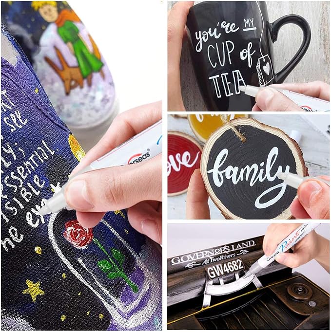 Overseas Oil Based Paint Pens, 5 Colors Metallic Permanent Paint Markers | - Image 4