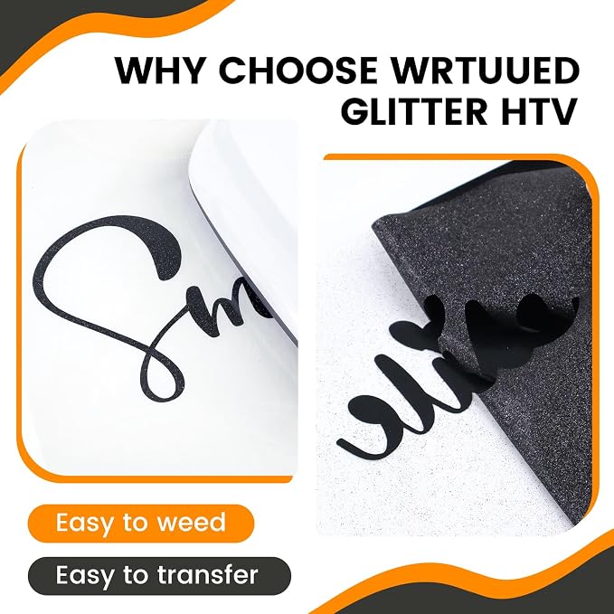 Black Glitter HTV Heat Transfer Vinyl - Image 3