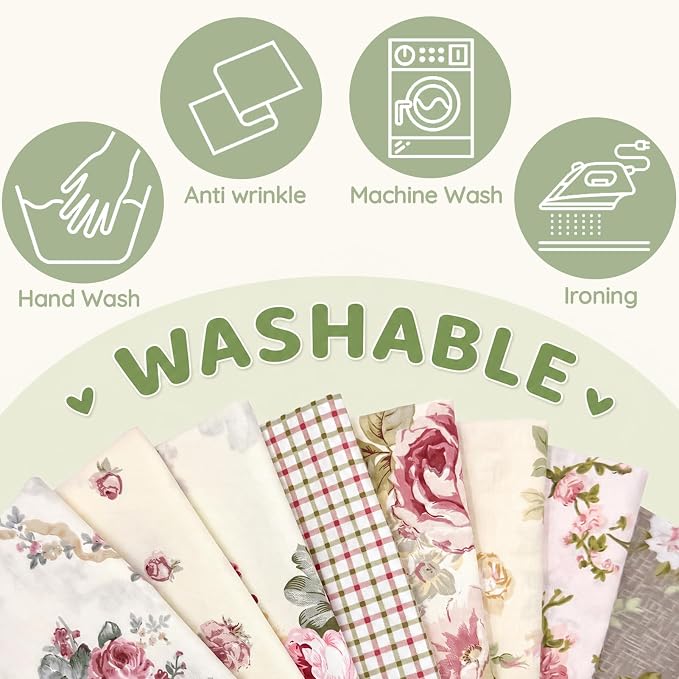 Aubliss 8pcs Fat Quarter Fabric Bundles Quilting Cotton Craft Fabric Pre-Cut - Image 4