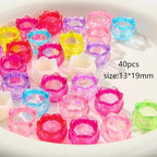 40pcs Acrylic Beads Transparent Colorful Lotus Flower Holder Beads Acrylic - Image 2