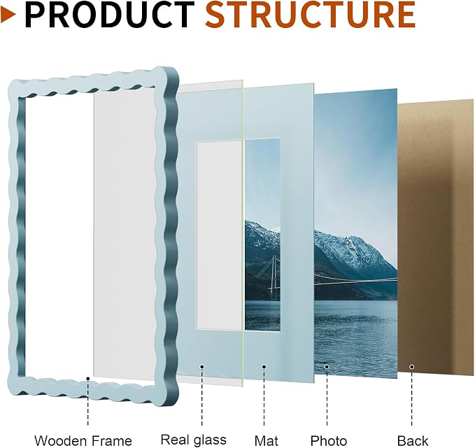 8X10 Wavy Picture Frame With Mat - Image 4