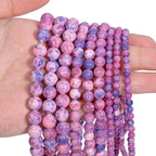 60pcs Round Loose Purple&Pink Fire Agate Beads - Image 5