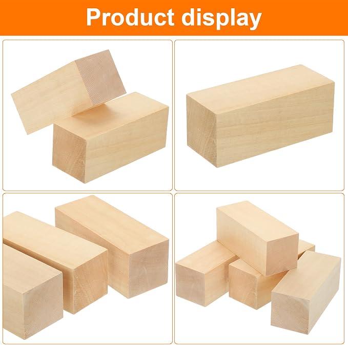MECCANIXITY 4Pcs Basswood Carving Block, 1.6"x1.6"x4" Square Wooden Dowels - Image 4
