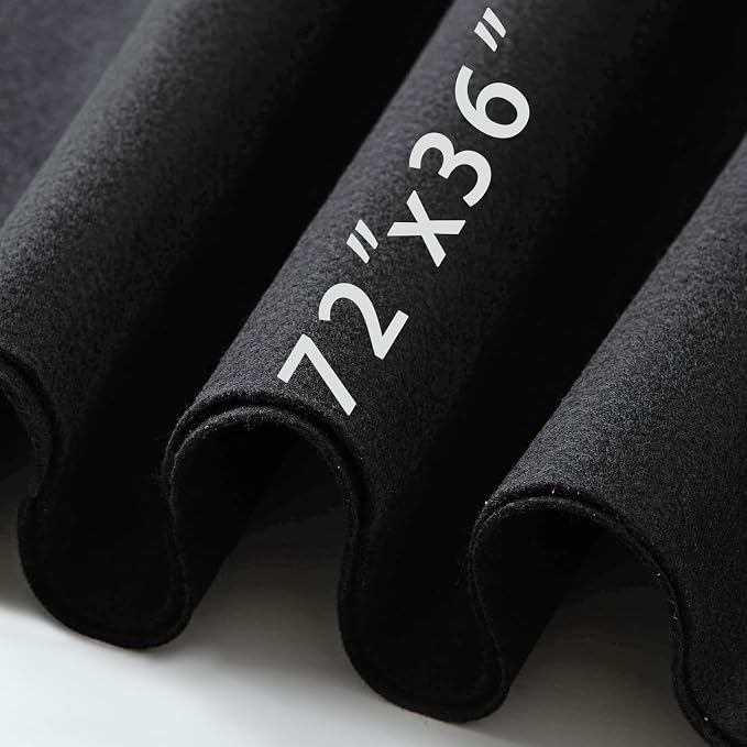 HaoFeijh Black Felt Fabric 72 * 36 Inch Wide 1.6mm, Soft Black Felt Sheets by by HaoFeiJH