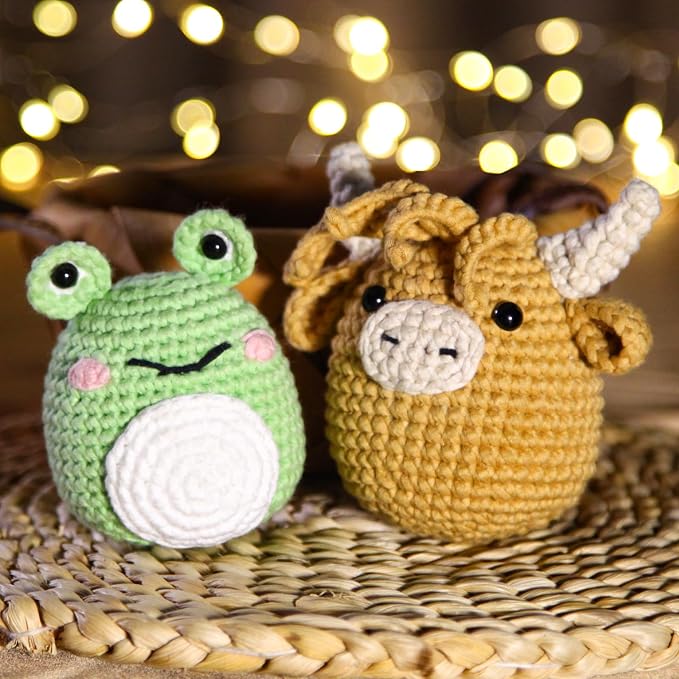 CrochetBox Crochet Kit for Beginner, Highland Cow and Frog Learn How to Crochet - Image 7