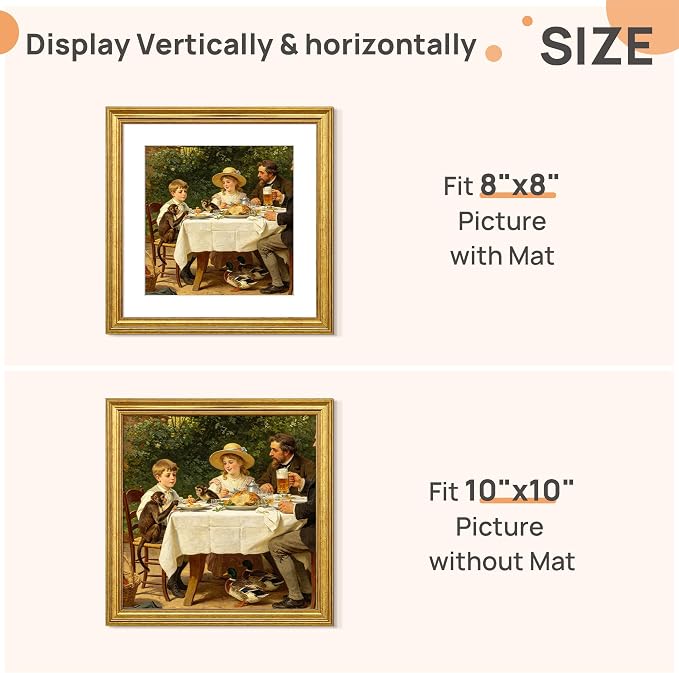 upsimples 10x10 Picture Frame, Vintage Frames Decor, Wall or Tabletop Display - Image 2
