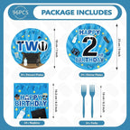 96Pcs Boss 2nd Birthday Party Decoration Baby Boy Second Birthday Plates and - Image 2