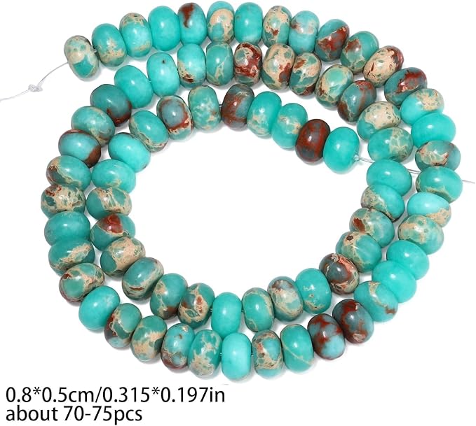 Songxi 5x8mm Natural Green Shoushan Stone Rondelle Beads, Gemstone - Image 2