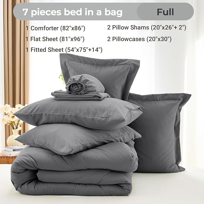 MUXHOMO 7 Pieces Full Comforter Set, Soft Bed in a Bag Full Size, All Season - Image 4