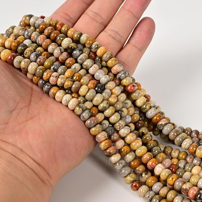ICAI Natural 5x8mm Rondelle Beads, Abacus Disk Stone Spacer Beads - Image 3