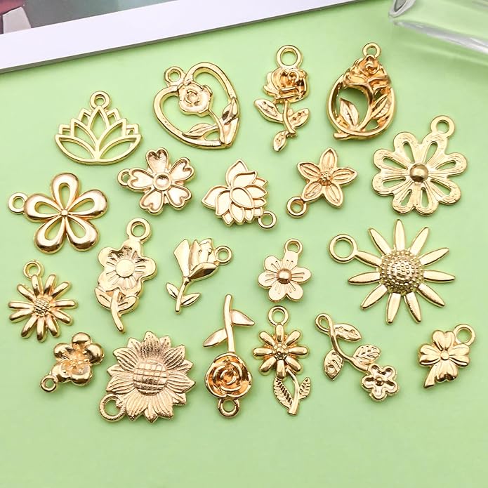 Valentine's Day Heart Charms Set, Decorative Rose and Flower Designs - Image 3