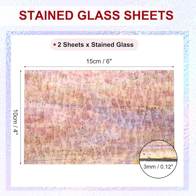 PATIKIL 4 x 6 Inch Transparent Stained Glass Sheets, 2 Sheets Mosaic Glass - Image 2