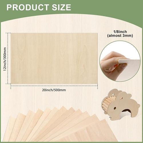 10 Pack Basswood Sheets 1/8x12x20 Inch, Unfinished Wood - Image 2