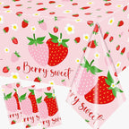 Strawberry Tablecloths Birthday Decorations, Plastic Berry Sweet Table Covers by Dydamud