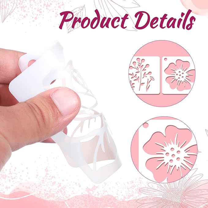 20 Pcs Flower Stencils for Crafts Reusable Flower Stencils for Painting on Wood - Image 3