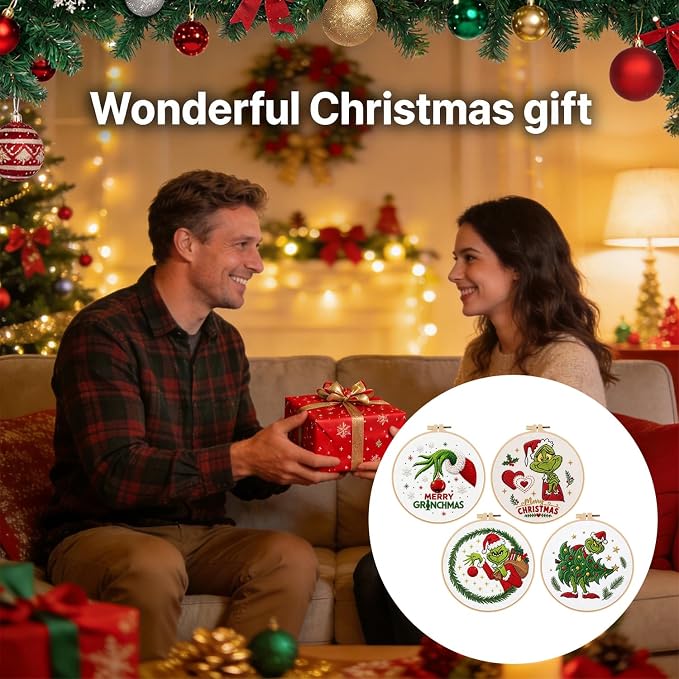BBLYBD Christmas Embroidery Kit, 4 Set Embroidery Starter Kit, Cross Stitch Kits - Image 5