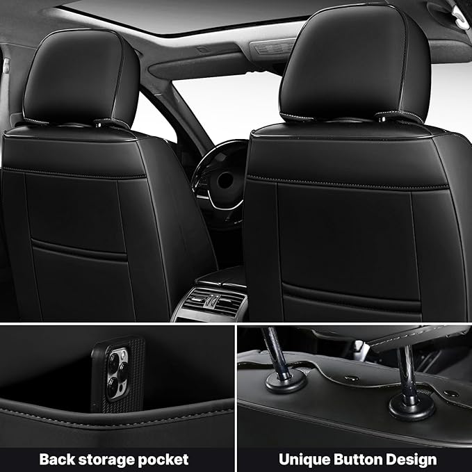Seat Covers,Car Seat Covers Full Set,Car Seat Cover, Car Seat Covers Front Back Seat Cover,Waterproof Car Seat Cushion,Leather Seat Cover Seat Protector Universal Fit Most Car（5 Seat,Gary&Black）