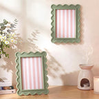AceOrbit 4x6 Inches Sage Green Flower Wavy Scalloped Picture Frame Cute Wavy - Image 6