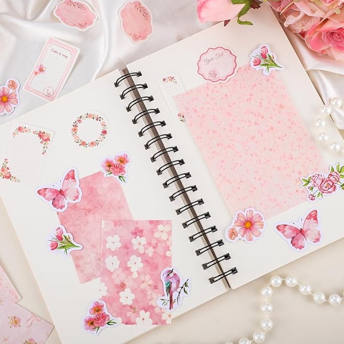 BESARME 480 Pcs Floral Scrapbook Paper Junk Journal Stickers Supplies 6 Spring - Image 8