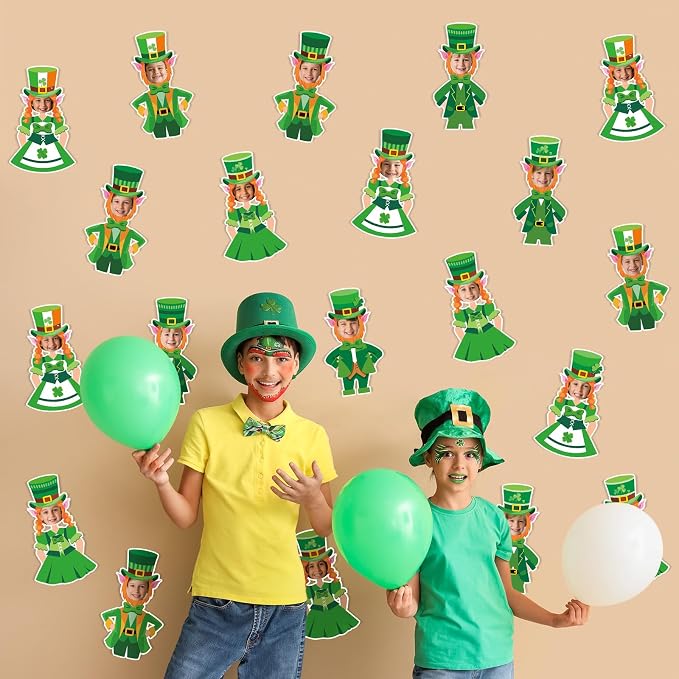 OBUSATT 60 Pcs St. Patrick's Day Leprechaun Hats Theme Cutouts Hat and Beard - Image 5