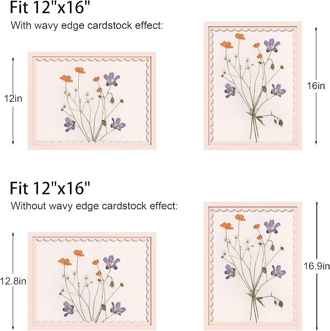 12x16 Picture Frame with Wavy Mat, Wooden Real Glass 12 x 16 Photo Frame - Image 3