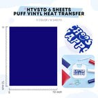 HTVSTD Red Blue White Puff HTV Heat Transfer Vinyl 6pcs 12×10in | Vivid Color - Image 2
