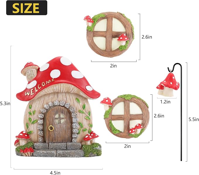 Miniature Fairy Garden Accessories Christmas Decorations Mushroom Fairy Door - Image 2