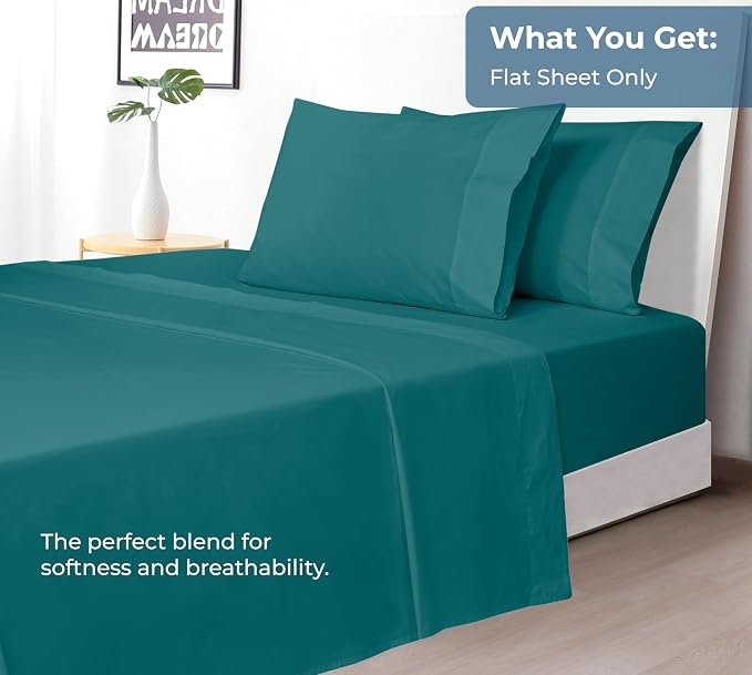 Royale Linens 100% Organic Cotton Queen Flat Sheet Only - Image 5