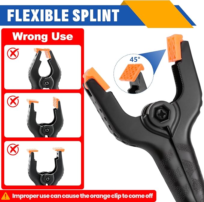 12 Pack Plastic Spring Clamps Set, 3 Sizes of Spring Clips 3.5 Inch, 4.5 Inch - Image 4