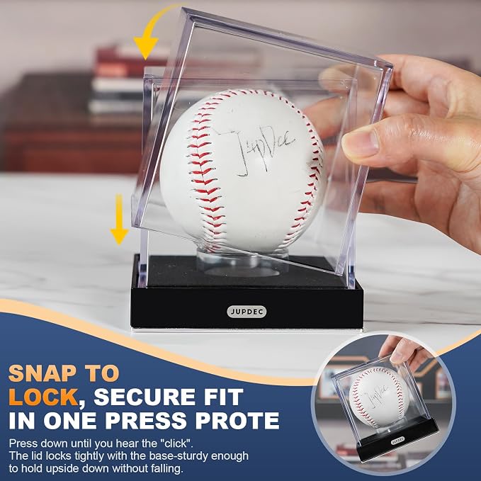 JupDec Baseball Display Case for Single Autograph Ball, UV Protected Stand Box - Image 2