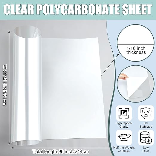 Beeveer Polycarbonate Clear Plastic Sheet 1 Pcs 24" x 96" Flexible Sheet Panels - Image 2