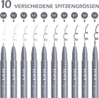 KEMYR 10 Micro Fine liner Drawing Art Pens Calligraphy Pens: 0.05mm-1.0mm Size - Image 2